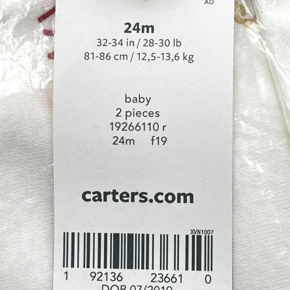 Carters Baby Girls 2-Piece Tutu Leggings & Bodysuit Top Outfit Set 24M Red White